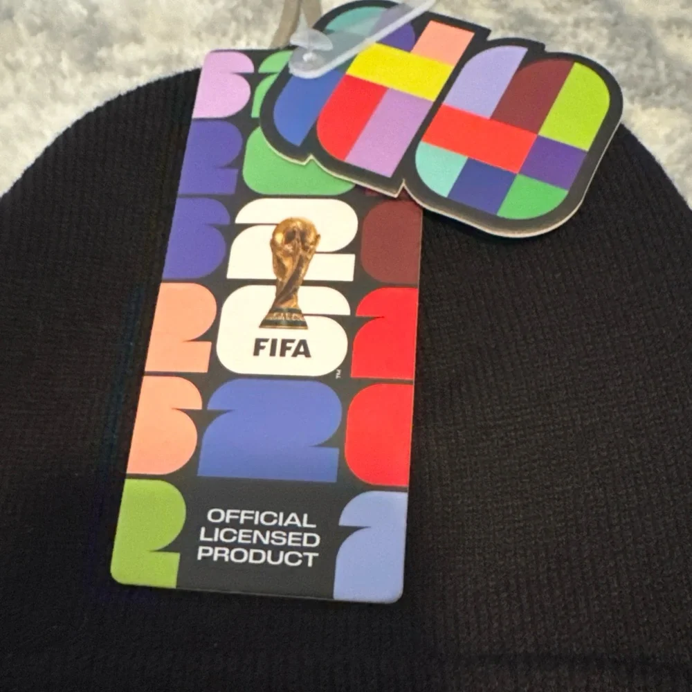 2026 BLACK FIFA Soccer World Cup Soccer Patch Beanie Hat CAN MEX USA MWT